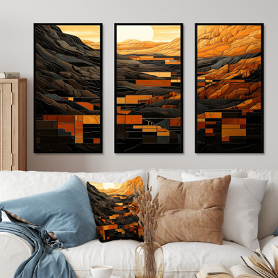 «Orange Desert Sun In Bold Landscape III - Solar Panneaux», art mural
