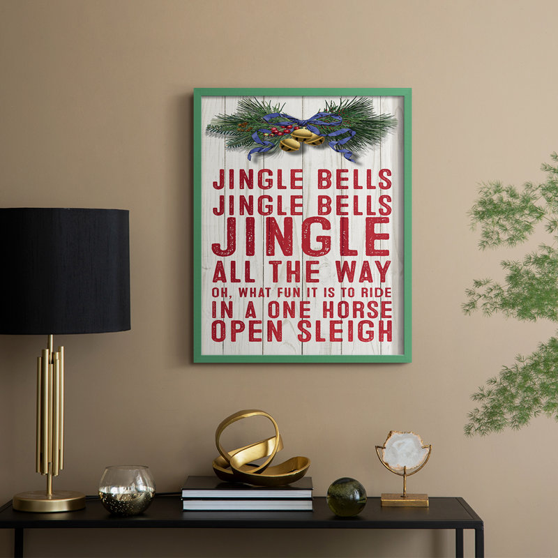 «Jingle All The Way», reproduction encadrée - bois massif, H 30 po x l 24 po, Vert