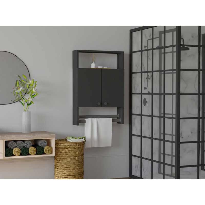 Stylish Wall-Mounted Bathroom Cabinet, Anthracite, 23.6 x 34.3 x 5.9 inches | 100% Melamine Coated Particle Board, Thickness: 0.7 inches | Multiple Shelves for Extra Storage, Modern Design for Organized Spaces