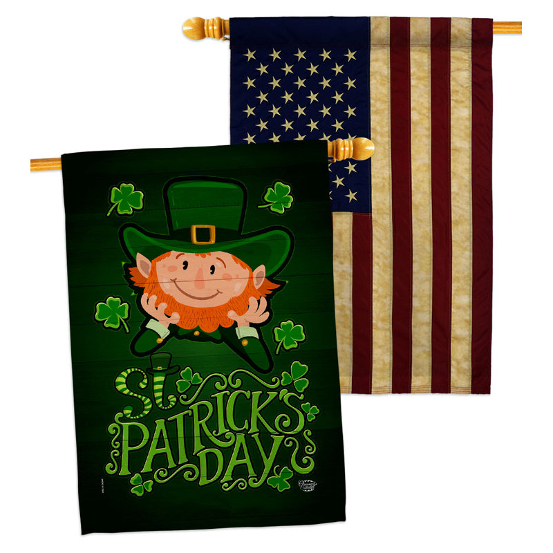 Drapeau de maison 3 pi 3 po x 2 pi 3 pi Lucky Leprechaun