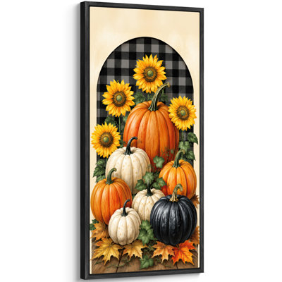 «Sunflower Pumpkin Autumn Farmhouse Decor Extra Large», reproduction d'art sur toile encadrée