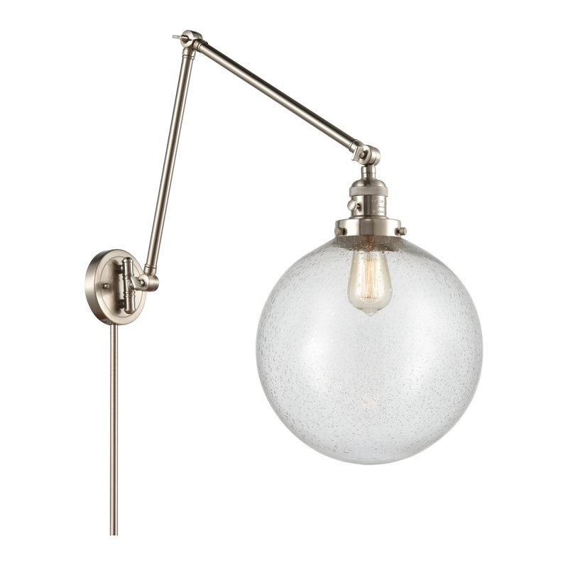 Maxwell Swing Arm Sconce, Brushed Satin Nickel, Seedy, 34" H x 12" W x 34" D