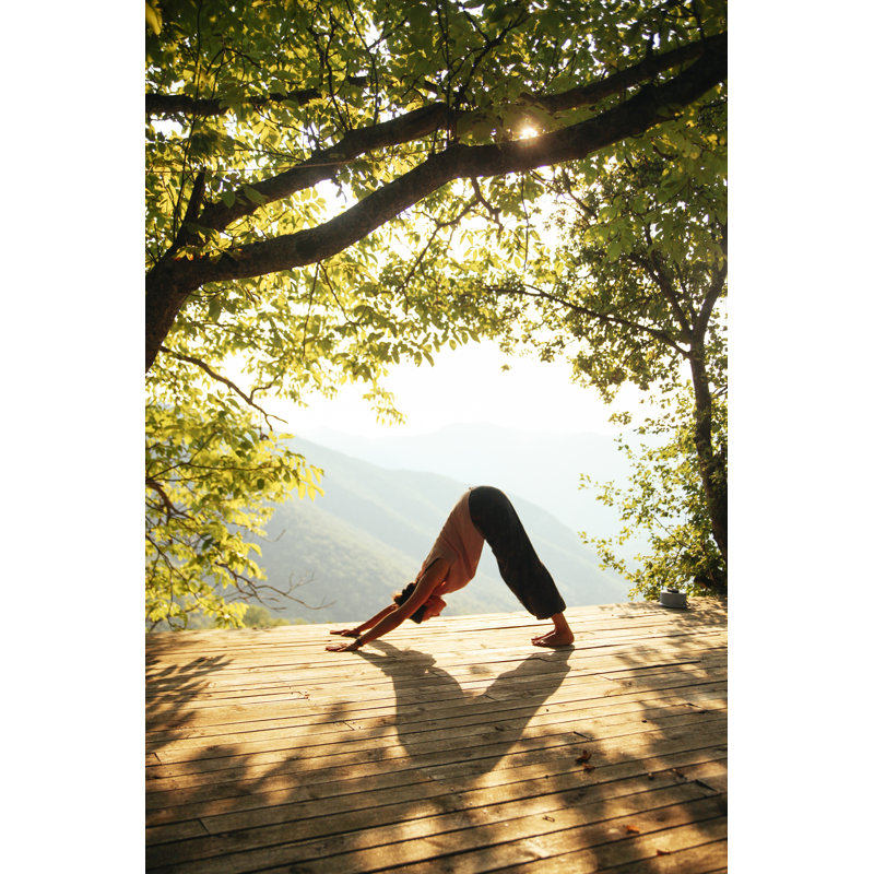 Doing yoga by the beautiful view 491275984, 46cm H x 30cm W