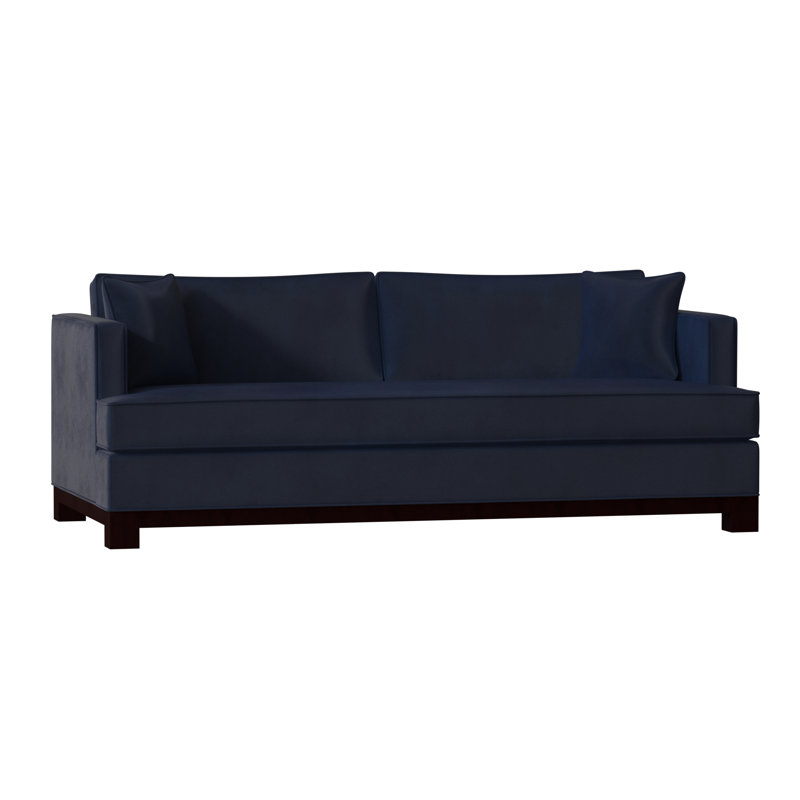 Canapé à accoudoirs encastrés avec coussins réversibles Cassidy, 60 pouces, Velours bleu, Rouge