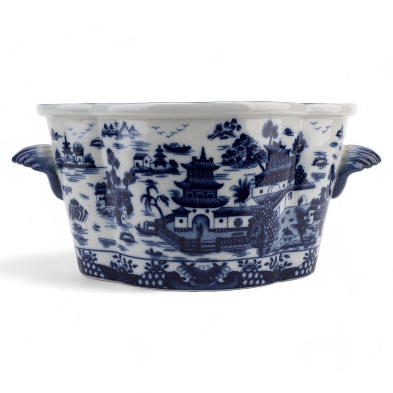 Blue Willow Handmade Ceramic Planter