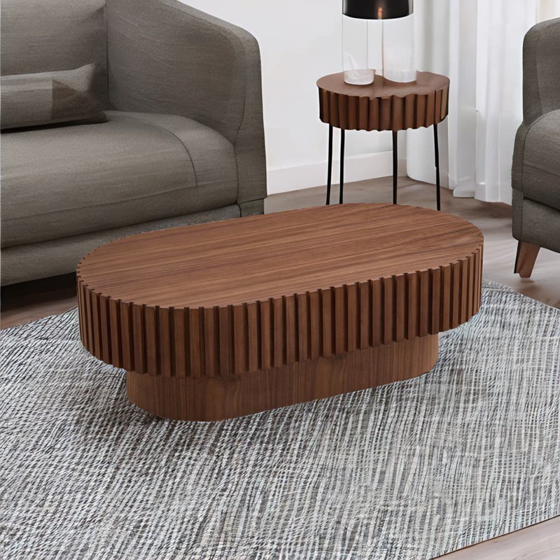 Table basse à tambour Handcraft, Noyer