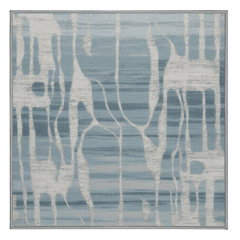 Tapis abstrait gris lavable à la machine, Carré 7 pi