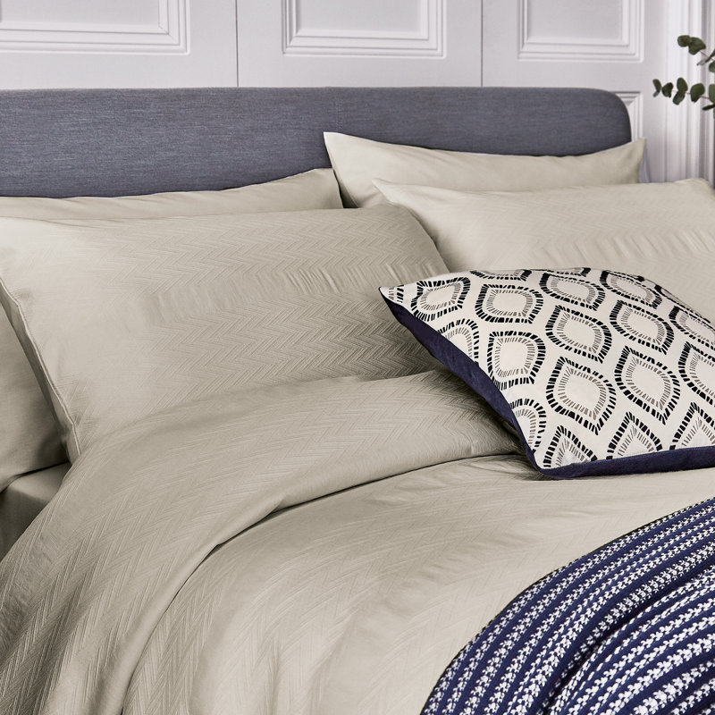 Kenza 263 TC Duvet Cover, Chalk, Super King Duvet Cover