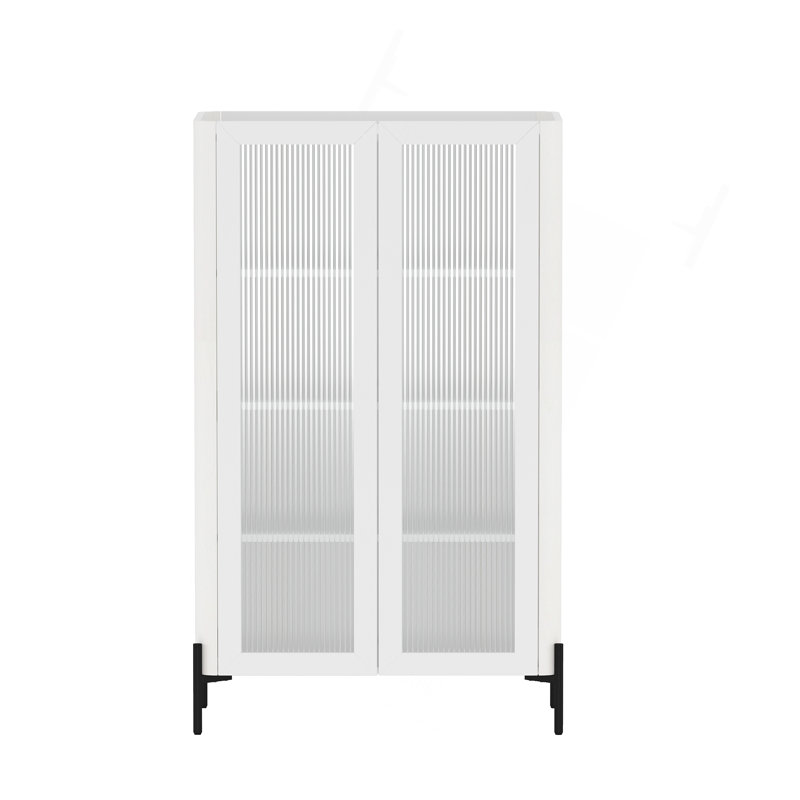Bibliothèque 32 po en verre trempé, Blanc