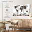 Ensemble 3 pièces carte du monde sur toile gris ardoise-376510598