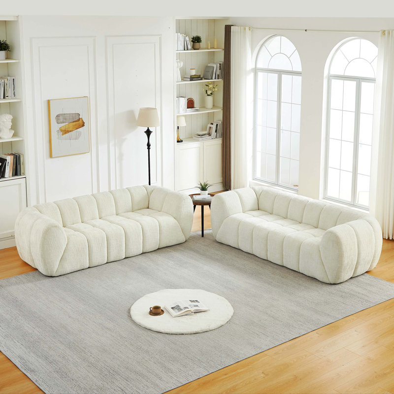 Canapé chenille en mousse pure, conception de nuage matelassé moderne, assise profonde, confortable pour les salons, les chambres et les appartements