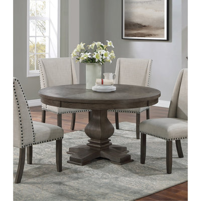 Traditional Formal 54"Foluke Round Dining Table Pedestal Base Oak Finish 1Pc Table Dining Room Furniture