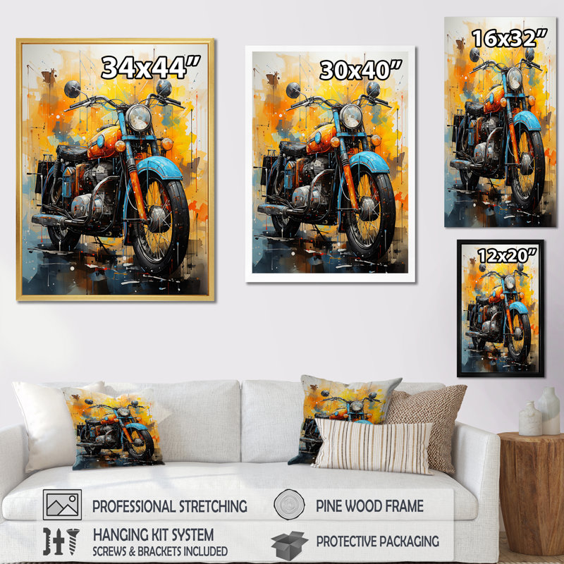 Voyage en moto surréelle I, Cadre simple noir, H 44 po x l 34 po x P 1,5 po