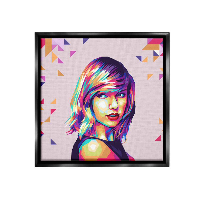 «Pop Icon With Pattern» sur toile, Cadre flottant noir de jais, H 18 po x l 18 po