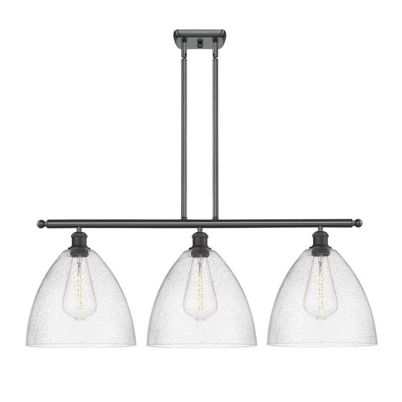 Luminaire suspendu linéaire à 3 lumières pour îlot de cuisine Ambrie, Noir mat, Ampoule non incluse