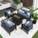 DKX201020311 5 - Person Sofa Seating Group with Cushions and Fire Pit Table