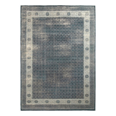 Rug & Kilim’S Distressed Khotan Rug In Geometric Pattern