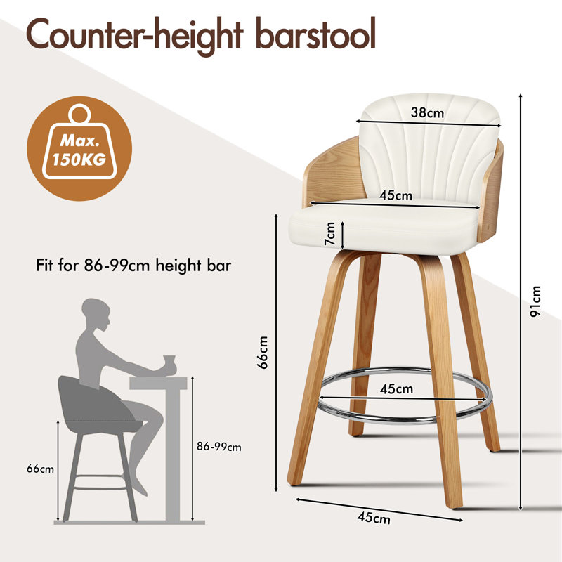 Swivel Upholstered Counter Stool with Solid Wood Frame