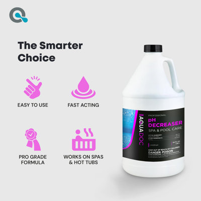 Décroissant de pH pour spa AquaDoc - 64 oz - Baisse du pH du spa pour l'équilibre de l'eau - Produits chimiques pour spa fabriqués aux États-Unis