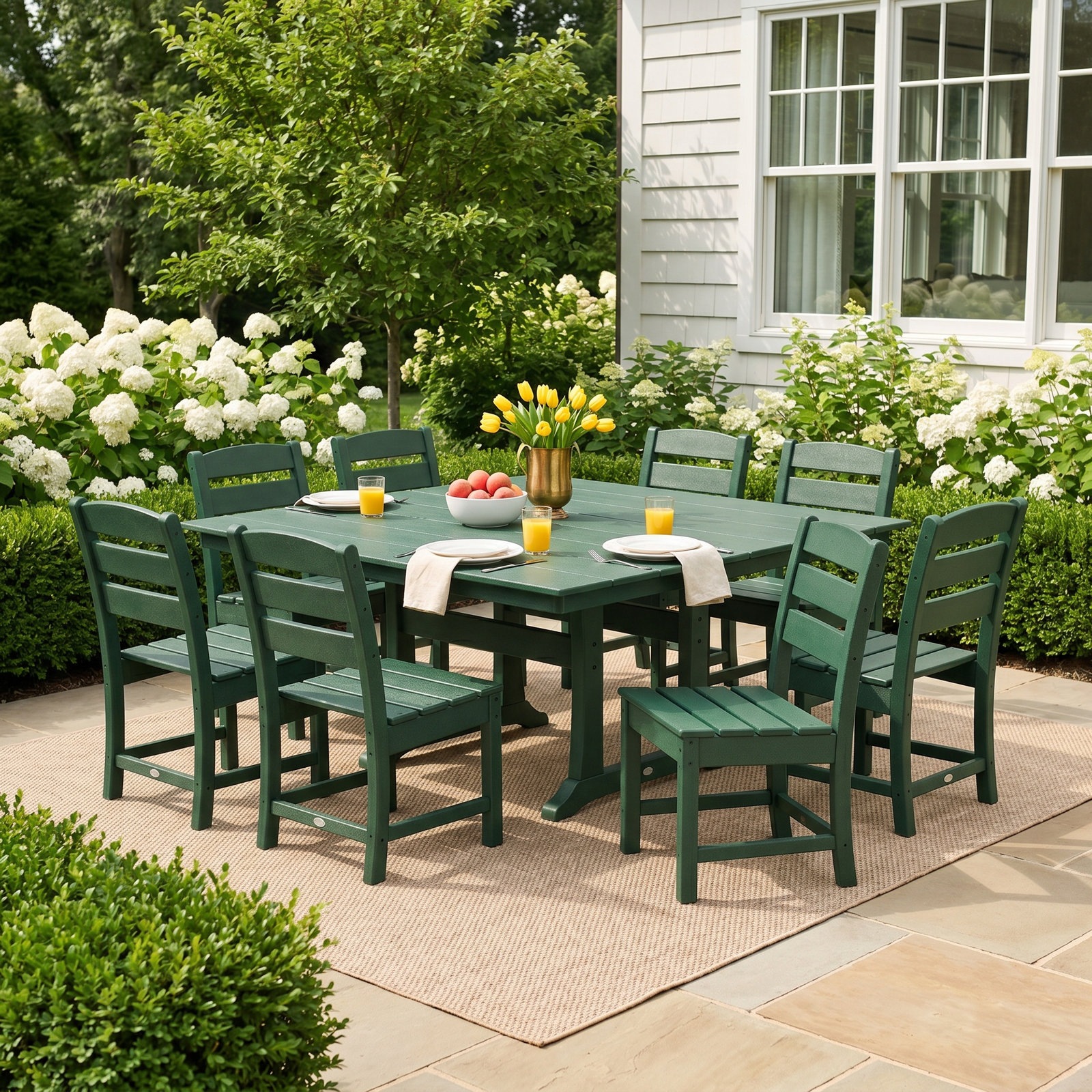POLYWOOD® Lakeside 60" Patio Dining Set, Green
