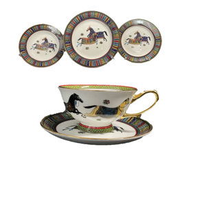 Rare 20 Pc Luxury Greek Horse Cheval Banquet Dinner Set, Premium Bone China