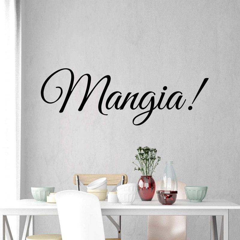 Décalcomanie murale mangia, H 7,5 po x l 22 po, Noir