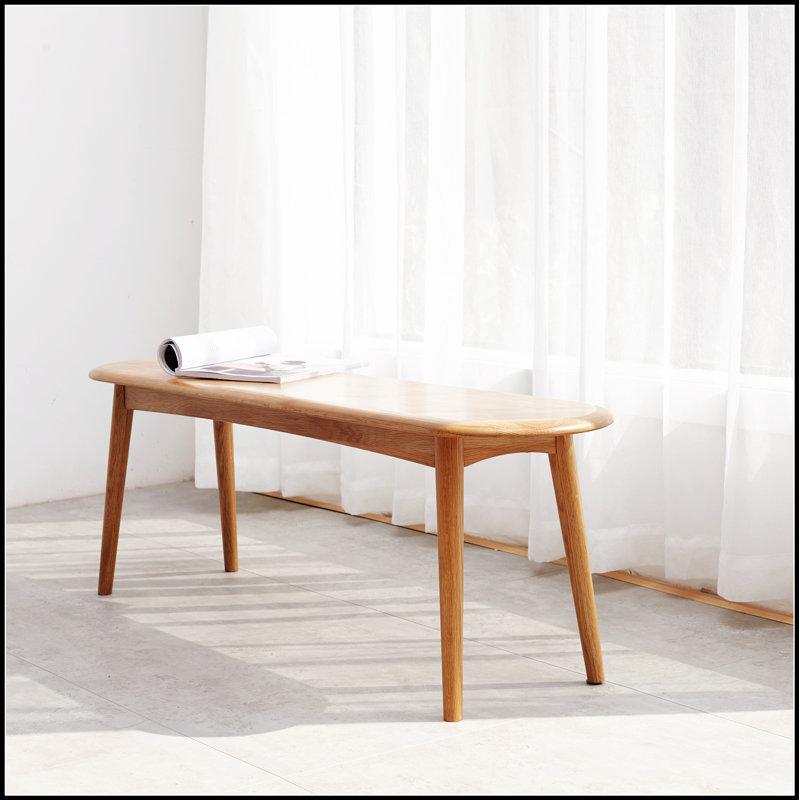 Banc de table en bois de chêne naturel pour salle à manger, H 16,14 po x l 47,24 po x P 11,81 po