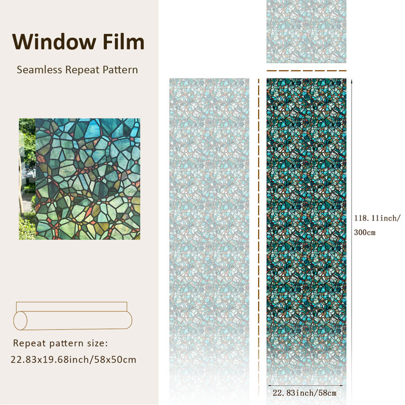 Abstract Non-Wall Damaging Window Decal, Blue