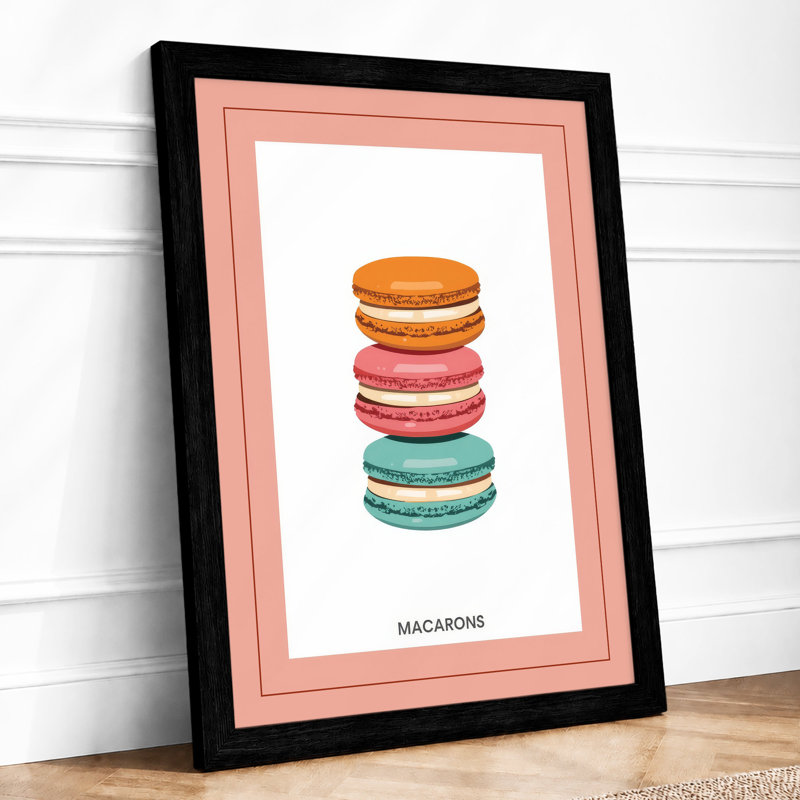 Stacked Macarons Modern - Framed Print, Black, A4 - 29.7 x 21.0 cm