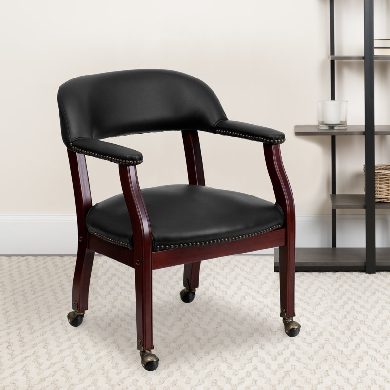 Fauteuil de conférence avec garniture cloutée Zakrzewski , Vinyle, Noir, Oui
