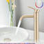 Robinet de lavabo de salle de bain - haut - pour or brossé avec poignée simple et un trou-127300347