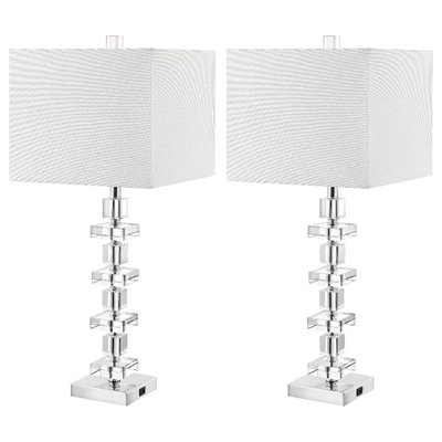 Ensemble de lampes de table en cristal avec port de charge USB et ampoules à DEL écoénergétiques incluses
