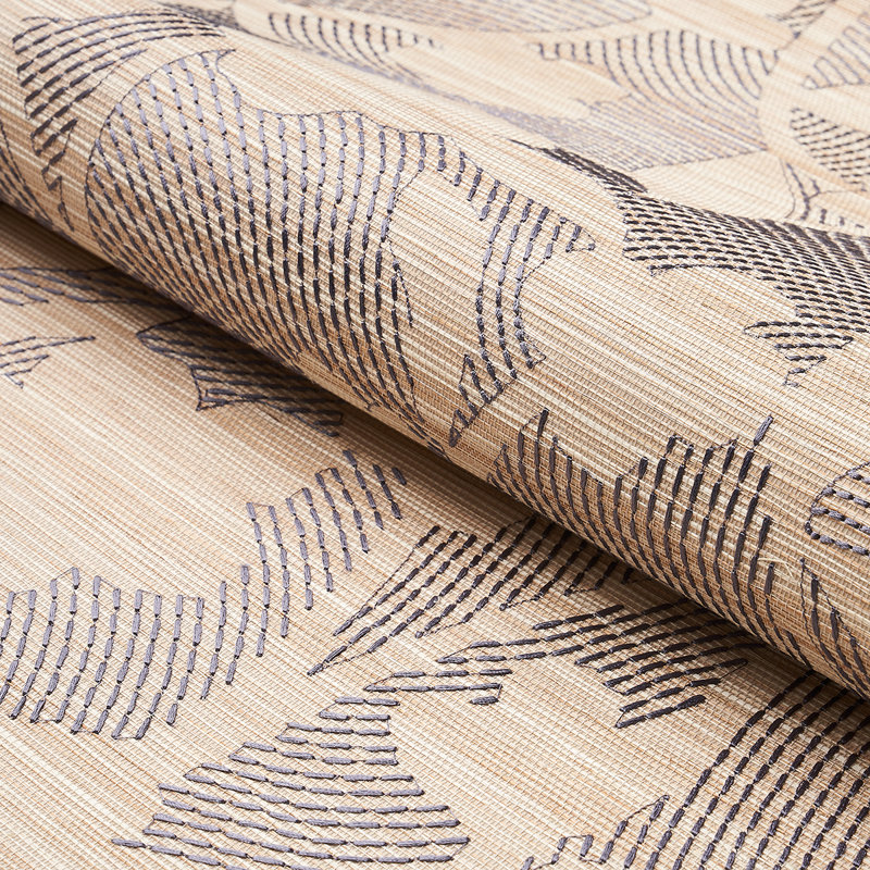 Kantha Embroidered Flower Sisal Wallpaper