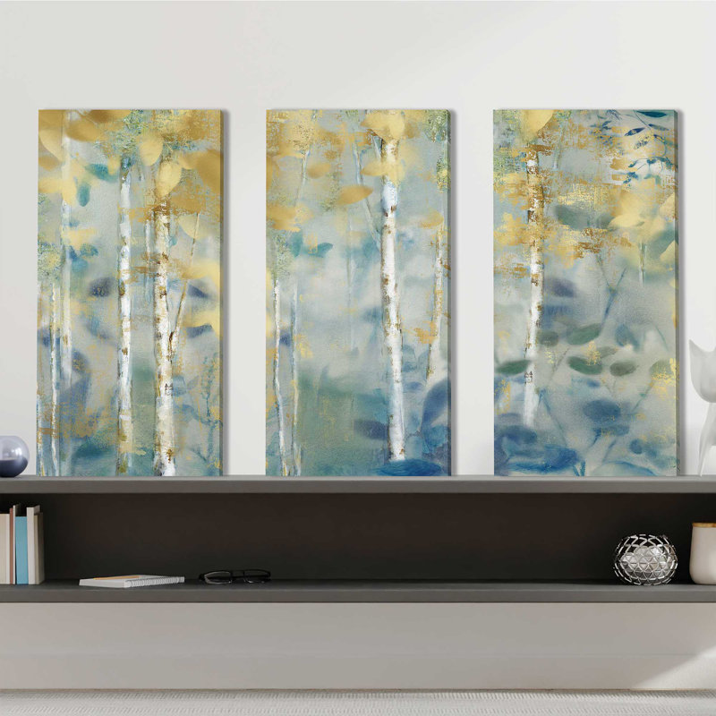 "Gilded Forest II", ensemble de 3 impressions sur toile