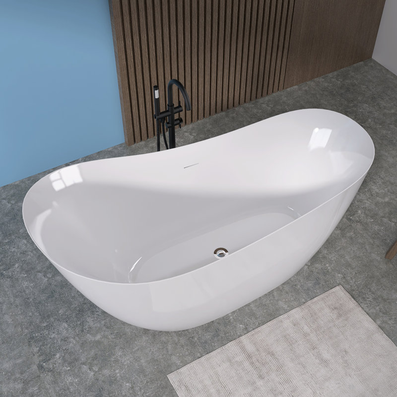 Baignoire de trempage autoportante en acrylique 65 "x 30" avec trop-plein et drain