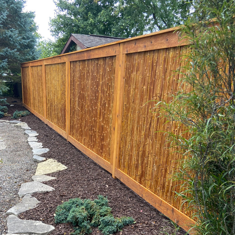 Caramel Brown Split Bamboo Garden Privacy Fence Panel