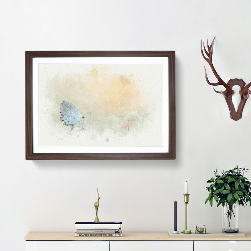 Tailed-Blue Butterfly in Abstract - Framed Print, Walnut Framed, 62cm H x 87cm W x 2cm D