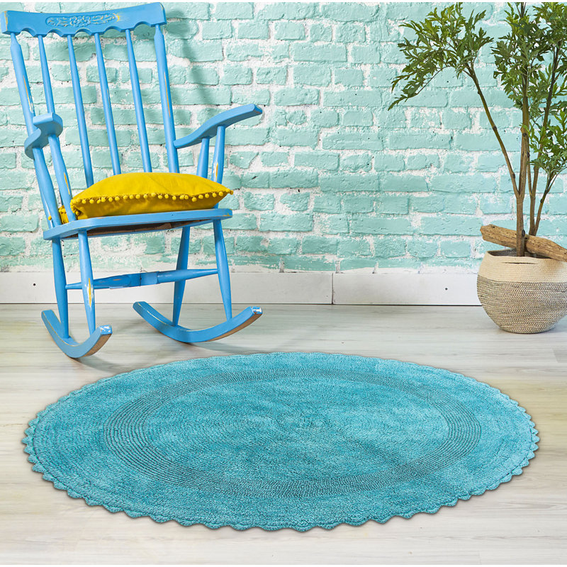Tapis pour salle de bain réversible 100% coton Jarris, Bleu arctique