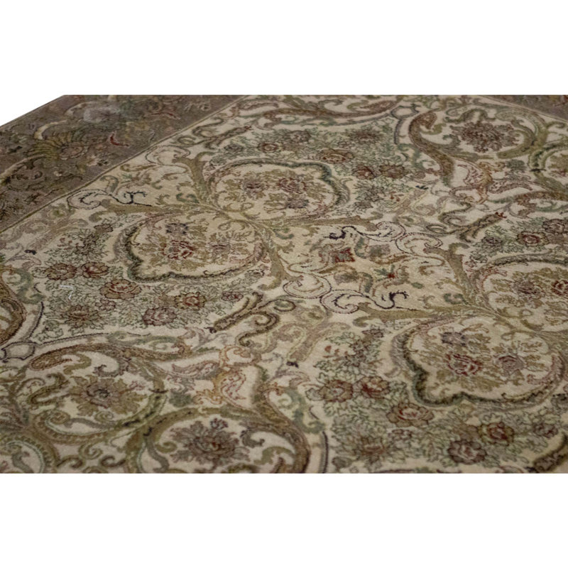 Tapis ivoire et brun noué à la main de haute qualité