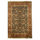 Hand Knotted Wool Oriental Area Rug in Black And Red