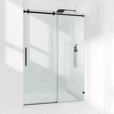 72-77" W X 79" H Frameless Single Sliding Shower Door with 3/8" Clear Tempered Glass - Square Top Rail