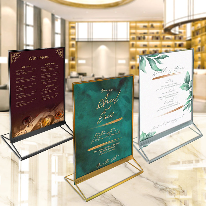 Double-Sided Clear Acrylic Frames with Gold Accent Trim 4" Wide x 6" High, 10 Pack