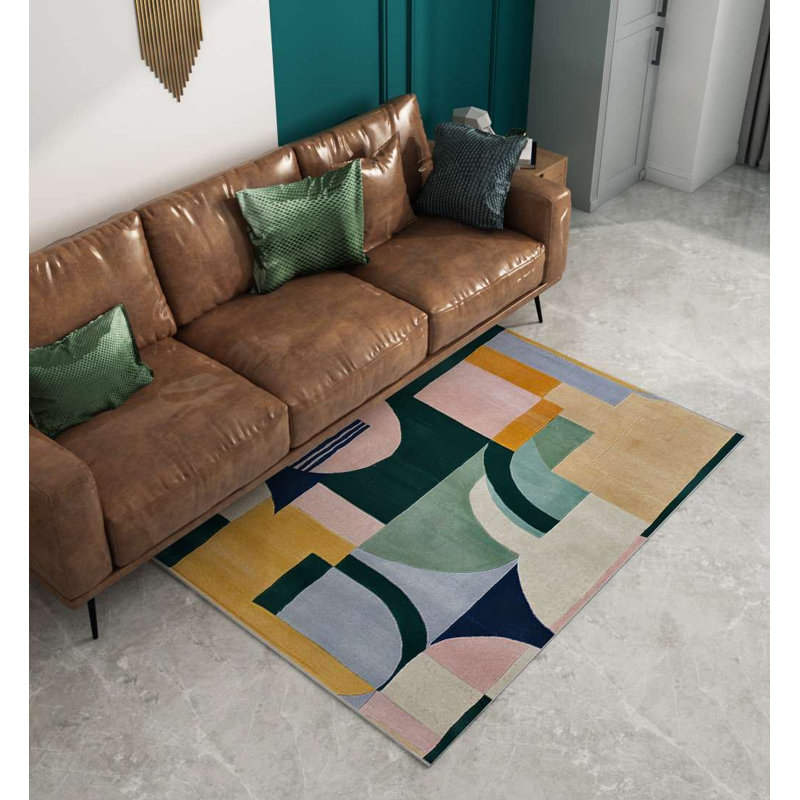 Tapis élégant 4,6 x 7,2 pieds, 60% coton et 40% polyester, 1100 g / m² | Dessous en coton antidérapant, tissé à la machine, impression numérique | Épaisseur totale de 0,3 po, lavable à 30 ° C | Parfait pour le salon et la chambre à coucher