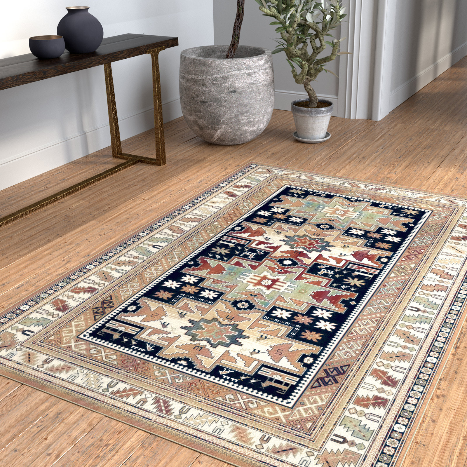 Ovid Rust Oriental Rug, Rectangle 5'3" x 7'6"