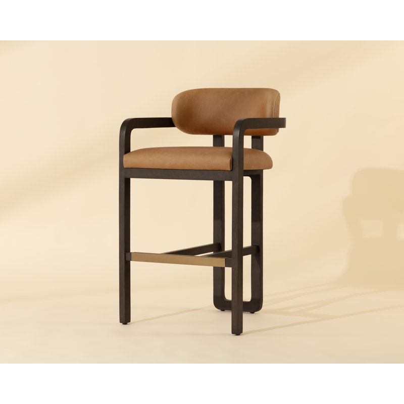 Madrone Upholstered Stool with Solid Wood Frame, Bar Stool (30.25" Seat Height)