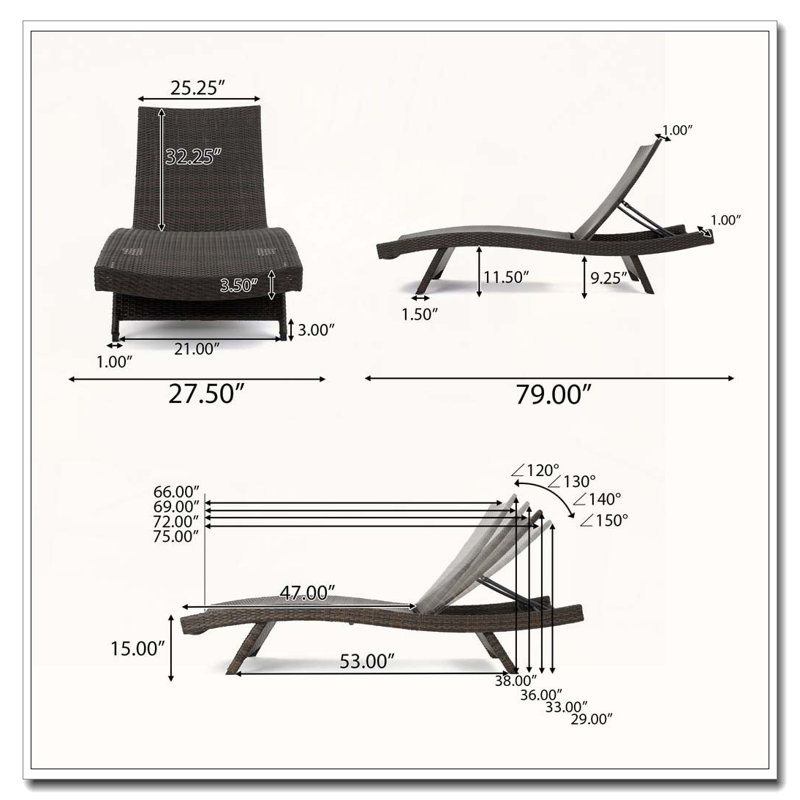 PE WICKER CHAISE LOUNGE, 1