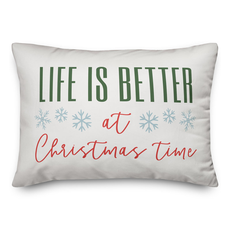  Coussin lombaire rectangulaire Life is Better at Christmas Time, Blanc