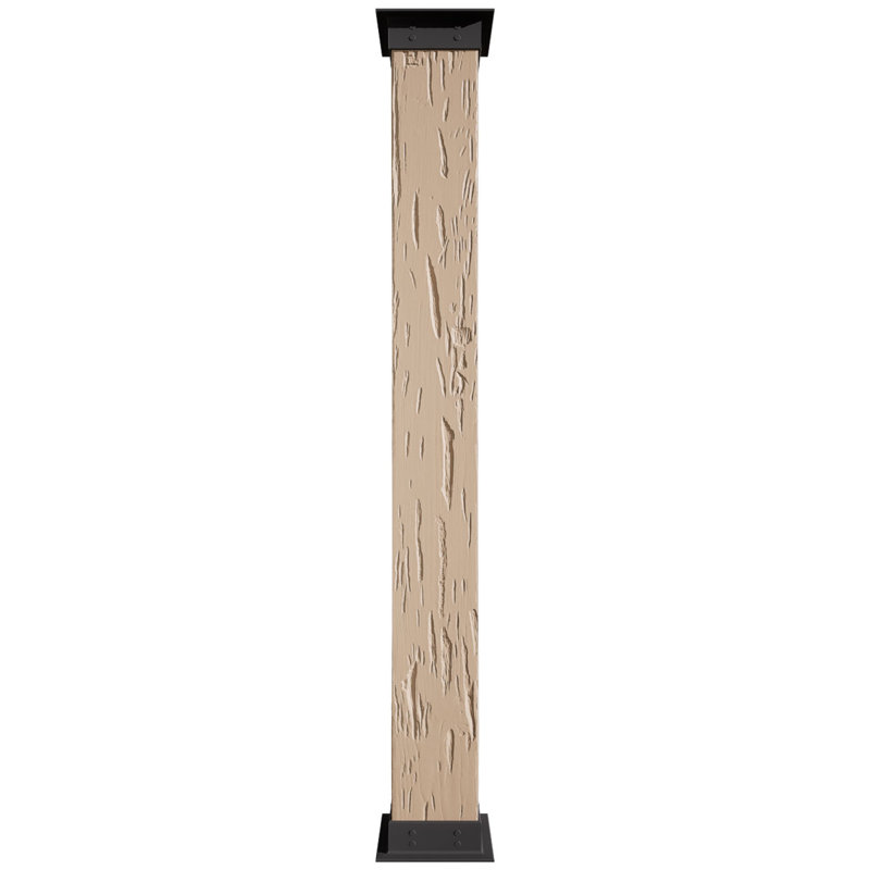Enveloppe de colonne carrée Timberthane, H 240 po x l 8 po x P 8 po, Base et base en faux fer, Cyprès Pecky