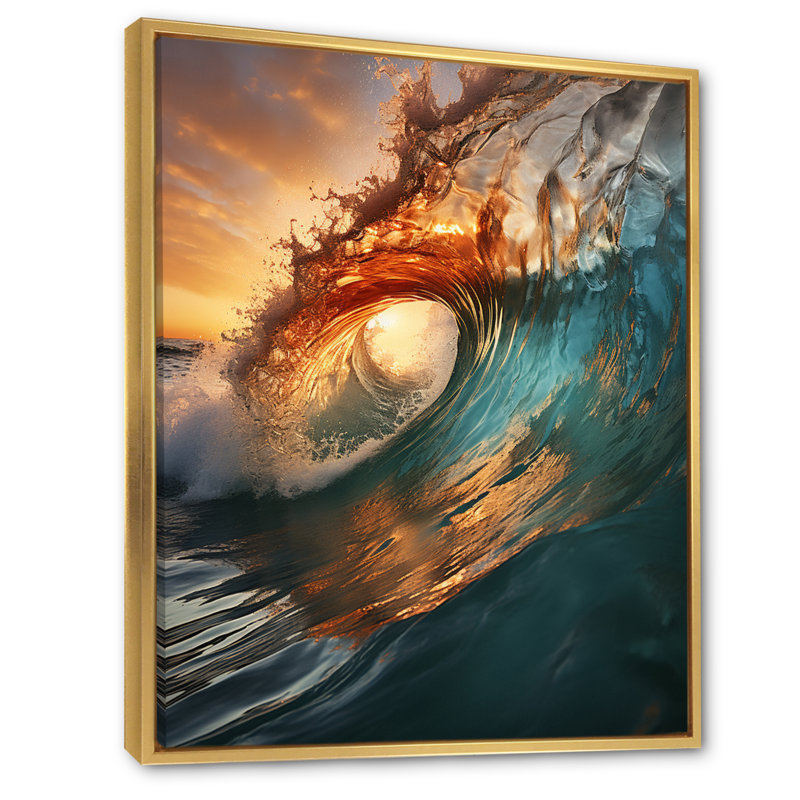 Beach Photo Sunlit Waves X - Coastal Beach, reproductions encadrées, 24" W x 32" H, Cadre flottant doré