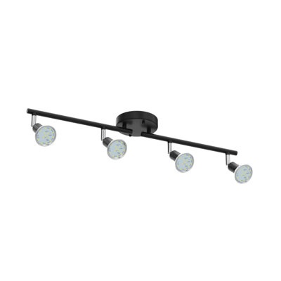 Ensemble d'éclairage sur rail à DEL 4 lumières, 24,8 po de lumière noire à 4 voies, tête rotative flexible, éclairage sur rail inclus 4 ampoules DEL GU10 (4 W, blanc lumière du jour 5000K, 400LM)